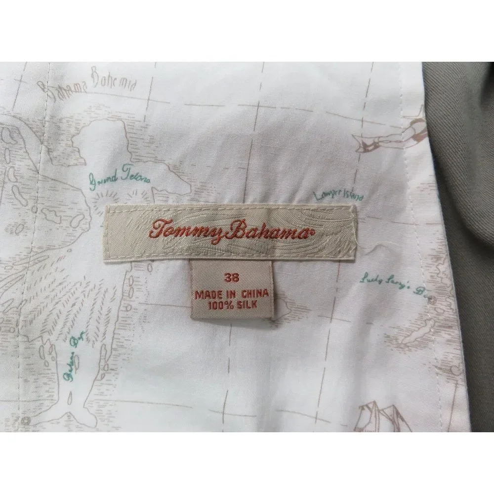 Tommy Bahama Shorts Green Pleated Front 100% Silk Casual Men's Size‎ 38 Relaxed
